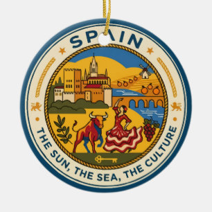 Spanje Illustratie Reis Kunst Badge Keramisch Ornament