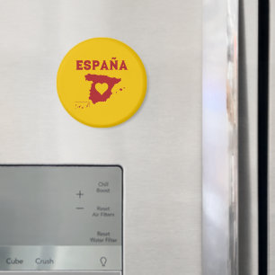 Spanje Kaart España Geel Rood Magneet