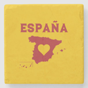 Spanje Kaart España geel rood Stenen Onderzetter