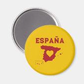 Spanje Kaart España Gele Rode Magneet (Voorkant / Achterkant)