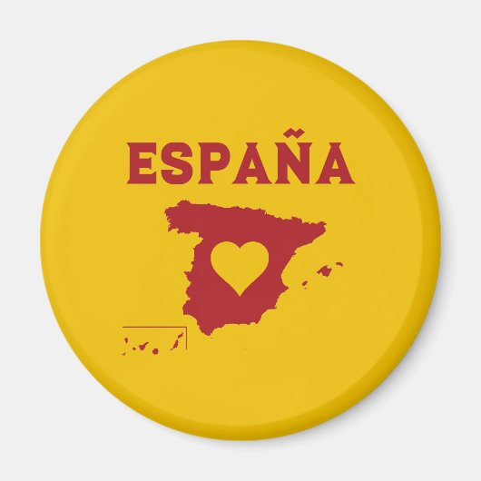 Spanje Kaart España Gele Rode Magneet (Voorkant)