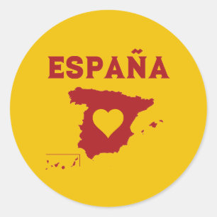 Spanje Kaart Sticker España Mapa geel rood