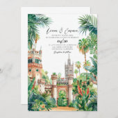 Spanje Kasteel waterverf bruiloft uitnodiging (Voorkant / Achterkant)