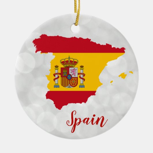 Spanje kerstkaart Spaanse vlag Keramisch Ornament (Voorkant)
