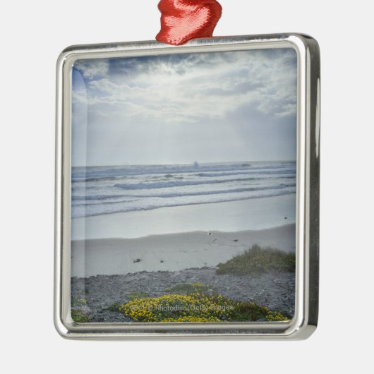 Spanje kust met Gele Bloemen en Sun Beams Metalen Ornament (Links)