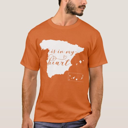 Spanje ligt in mijn hart, kaart t-shirt (Voorkant)