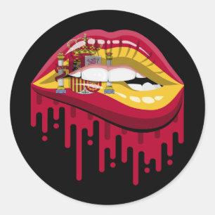 Spanje lippen trots wortel vlag ronde sticker