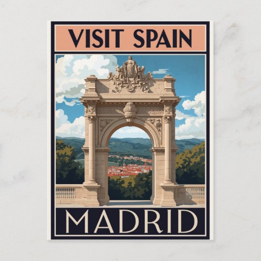 Spanje Madrid Boog Kunst Briefkaart (Voorkant)