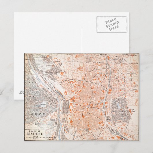 Spanje: Madrid Map, C1920 Briefkaart (Voorkant / Achterkant)