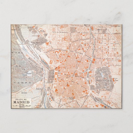 Spanje: Madrid Map, C1920 Briefkaart (Voorkant)