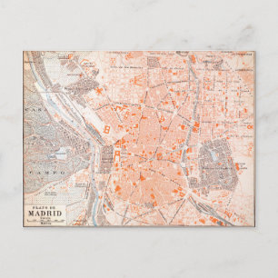 Spanje: Madrid Map, C1920 Briefkaart
