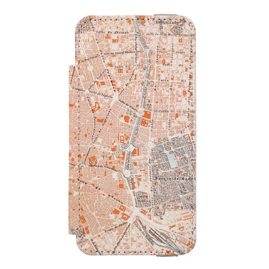 Spanje: Madrid Map, C1920 Incipio iPhone Portemonnee Hoesje (Voorkant Agenda)
