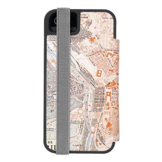 Spanje: Madrid Map, C1920 Incipio iPhone Portemonnee Hoesje (Agenda Achterkant)