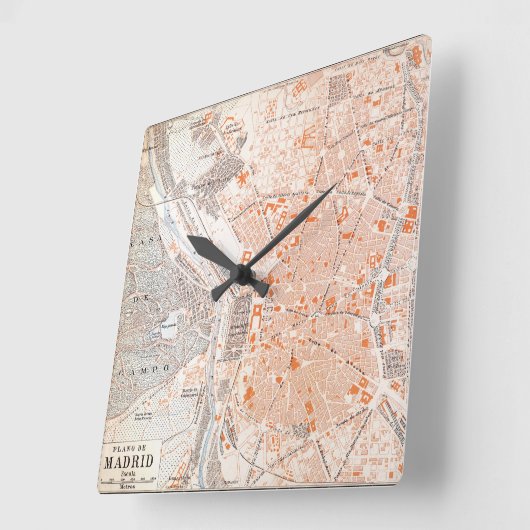 Spanje: Madrid Map, C1920 Vierkante Klok (Hoek)