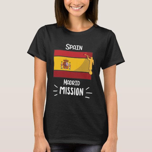 Spanje Madrid Mormon LDS Missie Missionaris T-shirt (Voorkant)