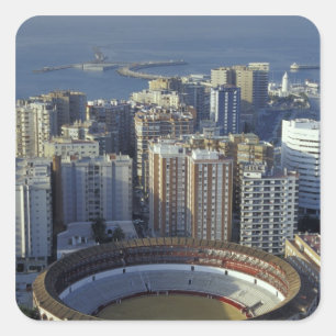 Spanje, Malaga, Andalusië Uitzicht op Plaza de Tor Vierkante Sticker