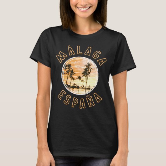 Spanje Malaga ESPANA Retro Sunset T-shirt (Voorkant)