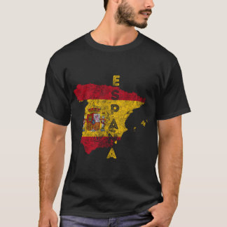 Spanje Map en Flag Souvenir Distress España Pull T-shirt