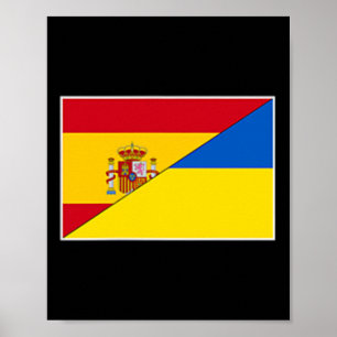 Spanje Oekraine Vlag Spaanse Oekraïense Ondersteun Poster