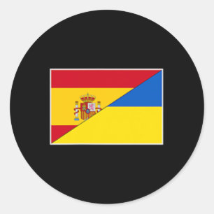 Spanje Oekraine Vlag Spaanse Oekraïense Steun Burg Ronde Sticker