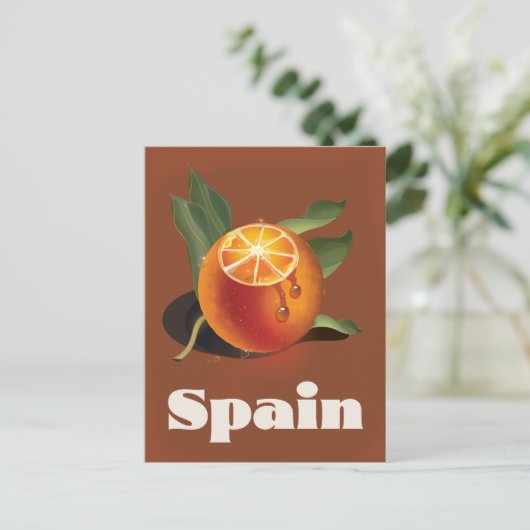 Spanje oranje reisposter briefkaart (Staand voorkant)