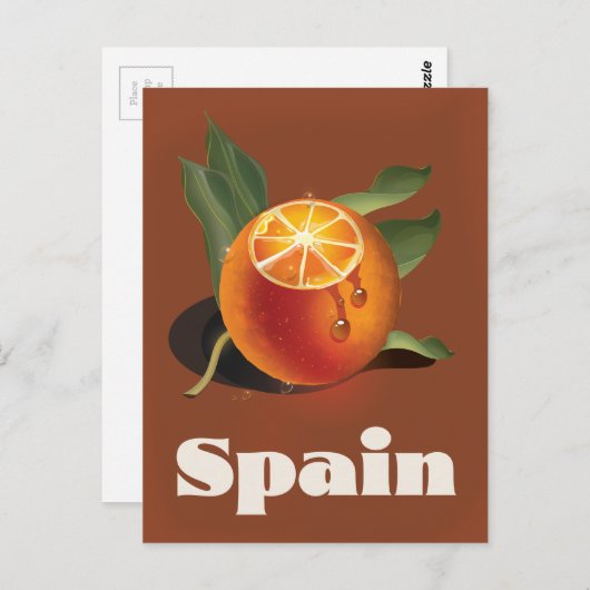 Spanje oranje reisposter briefkaart (Voorkant / Achterkant)