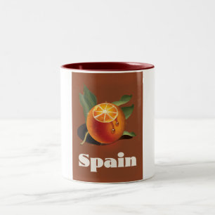 Spanje oranje reisposter tweekleurige koffiemok