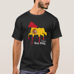Spanje, Paard, Spaanse vlag & ik hou van hardlopen T-shirt