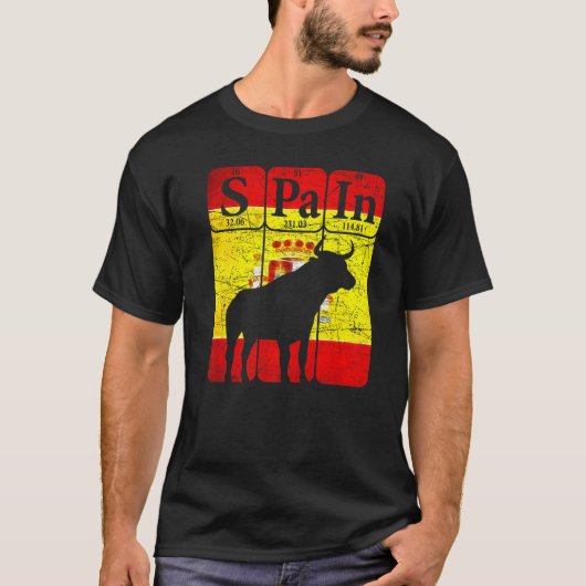 Spanje Periodieke Tabelelementen Spaans Bull Toro  T-shirt (Voorkant)