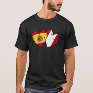 Spanje Peru Harten Vlag Spaanse Peruviaanse Vriend T-shirt