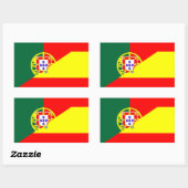 spanje portugal buurlanden halve vlag rechthoekige sticker (Vel)