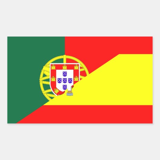 spanje portugal buurlanden halve vlag rechthoekige sticker (Voorkant)