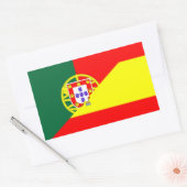 spanje portugal buurlanden halve vlag rechthoekige sticker (Envelop)