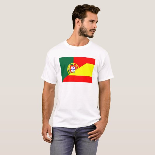 spanje portugal buurlanden halve vlag t-shirt (Voorkant volledig)