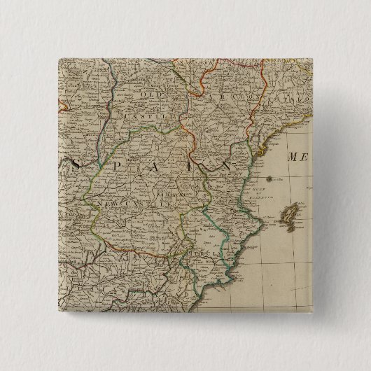 Spanje, Portugal Vierkante Button 5,1 Cm (Voorkant)