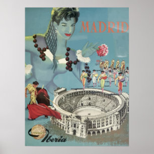 Spanje - Poster van de Vintage-reis in Madrid