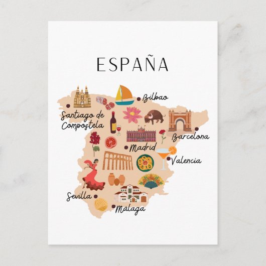 Spanje reis kaart (Voorkant)