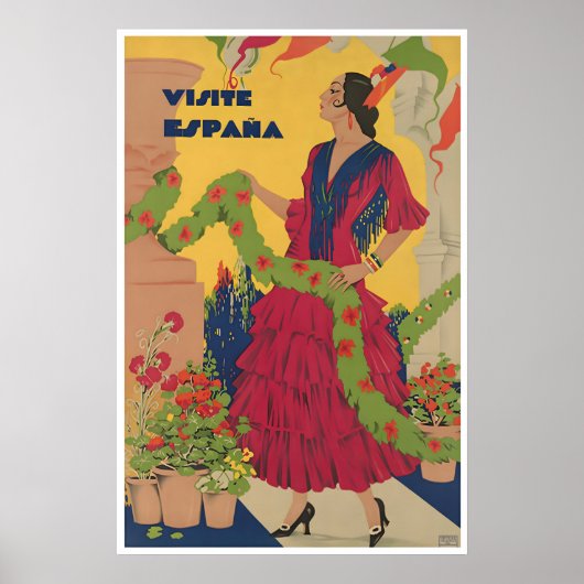 Spanje Reisposter Vintage Kunst Visite Espana Poster (Voorkant)