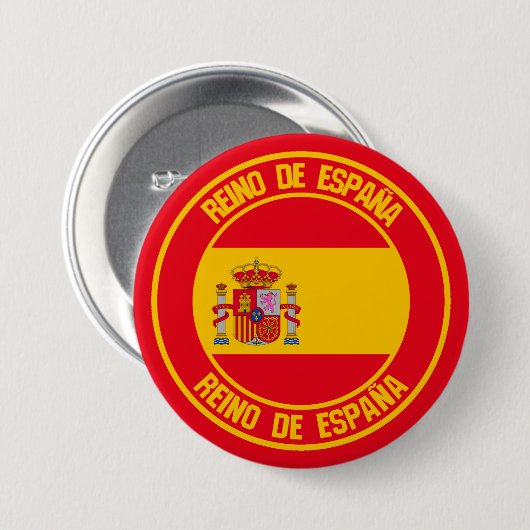 Spanje Round Emblem Ronde Button 7,6 Cm (Voorkant /achterkant)