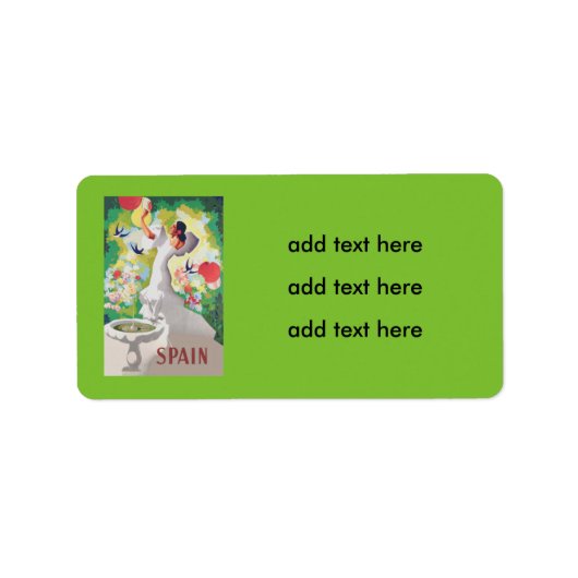 Spanje Senorita Birds Flowers Fiesta Garden Etiket (Voorkant)