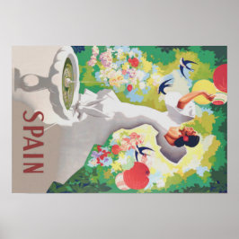 Spanje Senorita Birds Flowers Fiesta Garden Poster