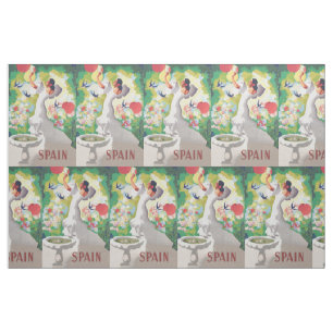 Spanje Senorita Birds Flowers Fiesta Garden Stof
