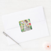 Spanje Senorita Birds Flowers Fiesta Garden Vierkante Sticker (Envelop)