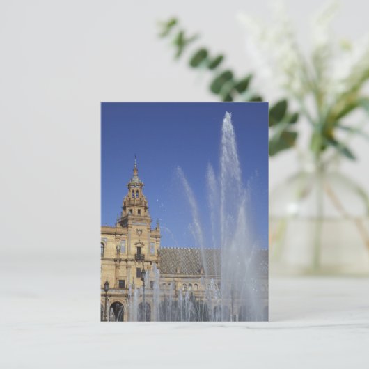 Spanje, Sevilla, Andalusië, fontein en  Briefkaart (Staand voorkant)