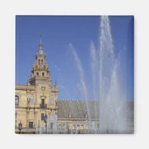Spanje, Sevilla, Andalusië Fontein en sierlijk Magneet