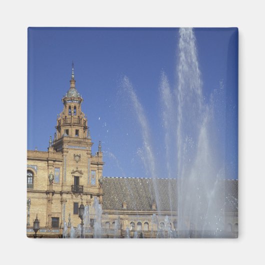 Spanje, Sevilla, Andalusië Fontein en sierlijk Magneet (Voorkant)