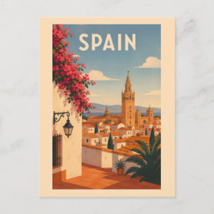 Spanje Sevilla Illustratie Reis Kunst Vintage Briefkaart