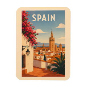 Spanje Sevilla Illustratie Reis Kunst Vintage Magneet