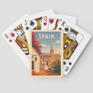 Spanje Sevilla Illustratie Reis Kunst Vintage Pokerkaarten