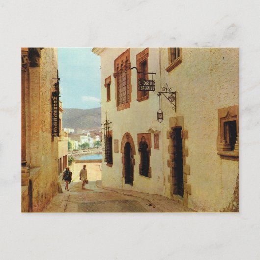  Spanje, Sitges, Houses in de oude stad Briefkaart (Voorkant)